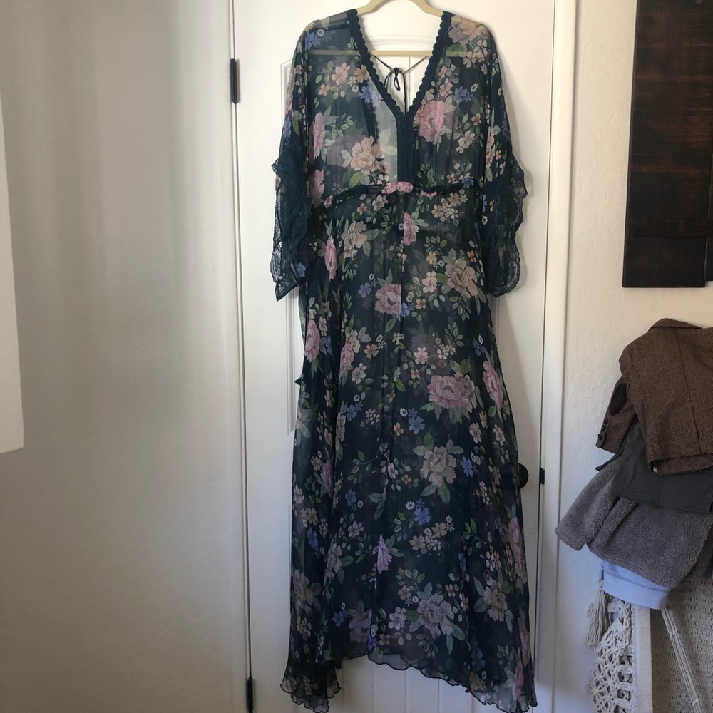 Jade Johnny Was Silk Sheer Kimono Dress XL